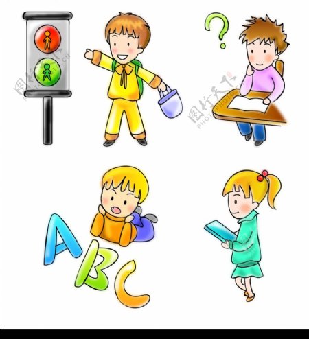 可爱儿童ABC矢量图图片
