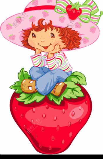草莓女孩可爱人物卡通图片