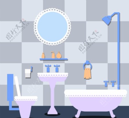 蓝色系浴室图片