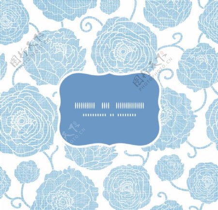 蓝色花卉标签背景图片