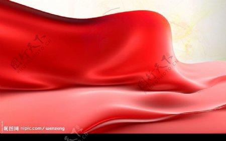 丝绸幕布飘带红色革命鲜红图片