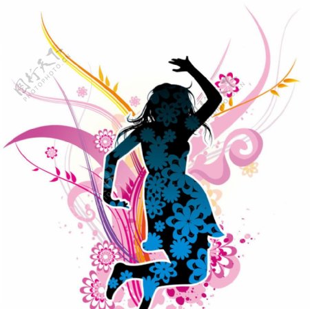 女性舞蹈花纹图片