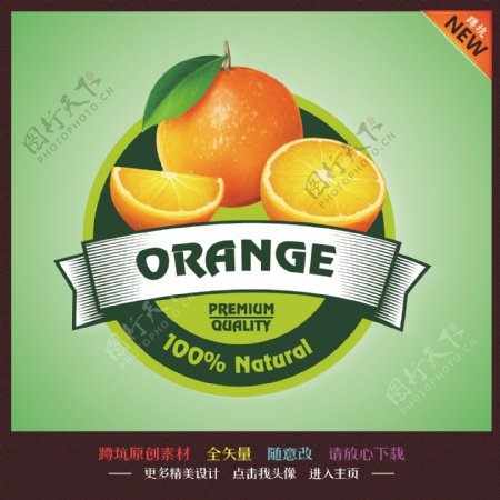 橙子水果标签图片