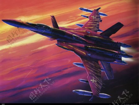 太空堡垒战机油画图片