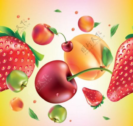 草莓桃子苹果图片
