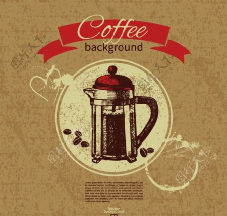 手绘咖啡背景图片