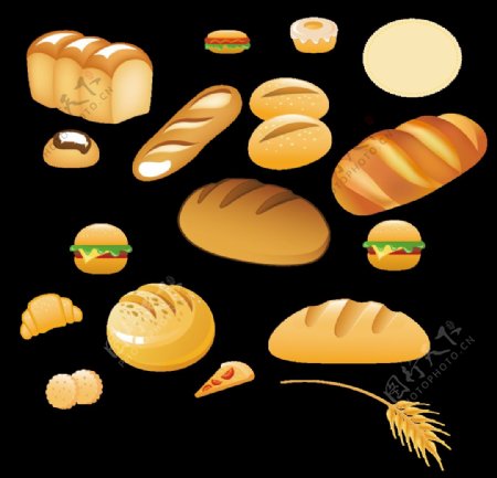 各式汉堡面包PNG图片