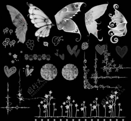 蝴蝶和花笔刷