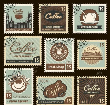 咖啡邮票图片