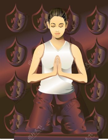 印度瑜伽场景插画图片