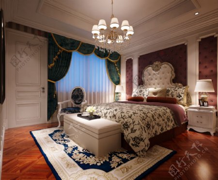 卧室3D效果图欧式图片
