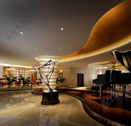 酒店大堂钢琴区图片