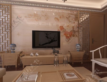 中式客厅效果图图片