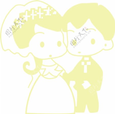 卡通新郎新娘图片
