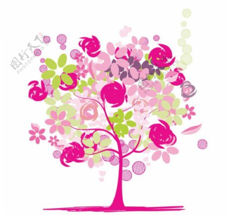 粉色浪漫花纹树木图片
