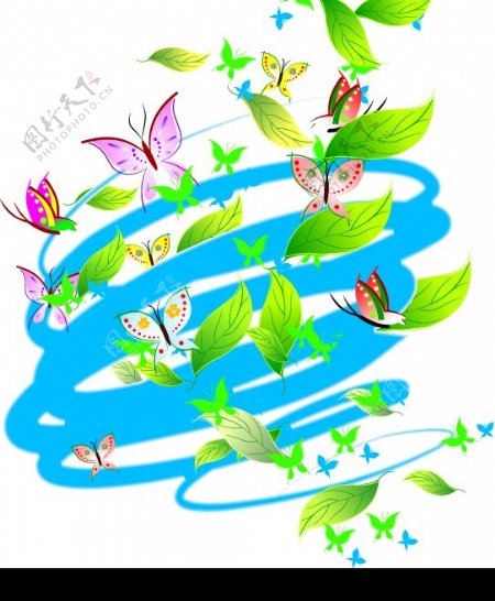 旋风树叶蝴蝶素材图片