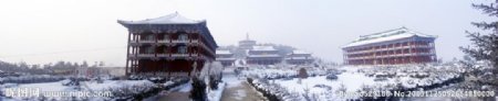 高清冬雪寺庙摄影图片