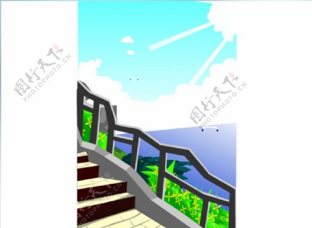 海边楼梯场景flash动画