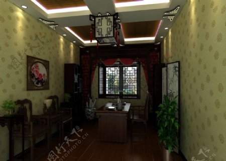 中式书房装修效果图图片