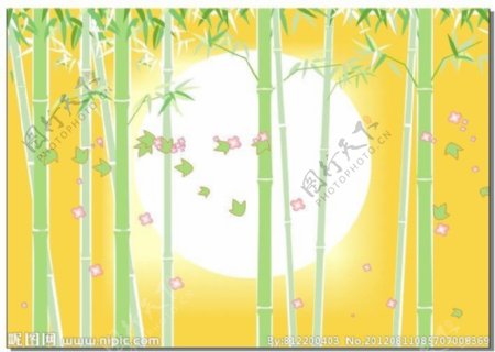 竹子太阳小花图片