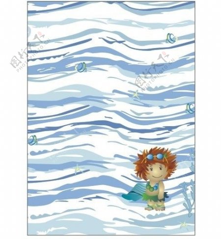 海濶天空大海人小花海贝贝壳卡通图片