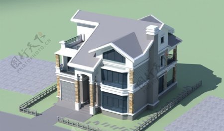 3D别墅模型图片