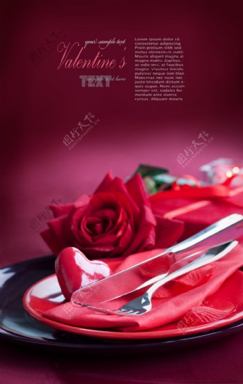 玫瑰花西餐餐具图片