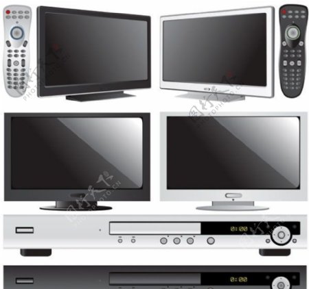 电视机与DVD机矢量素材图片