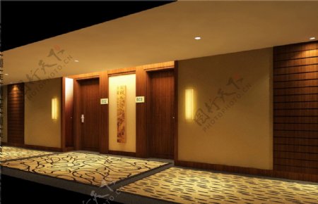 酒店客房走廊效果图图片