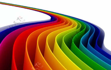 立体彩虹色波浪状塑料片图片