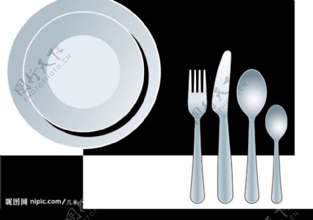 西餐用具盘子刀叉汤勺图片
