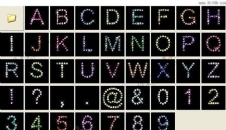 彩色宝石字母与数字PSD分层素材