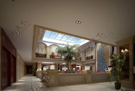 酒店大堂整体设计效果图制作图片
