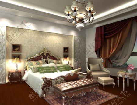 欧式室内家装卧室3D图片