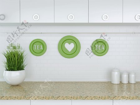 厨房绿色植物和摆设图片