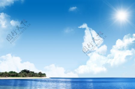 蓝天白云海岛图片