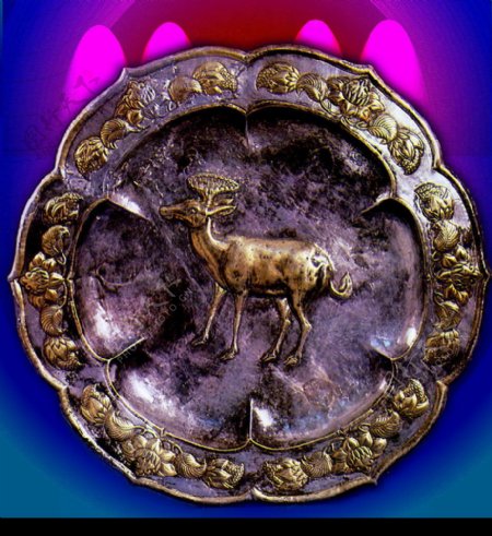 鹿纹青铜镜背面图片
