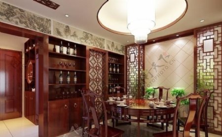 中式家装餐厅效果图图片