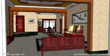 中式家庭室内设计模型图片