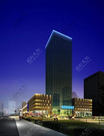 城市高层建筑灯光美化设计图片