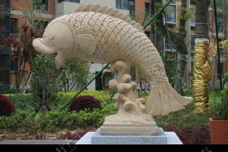 居民区的鱼雕塑图片