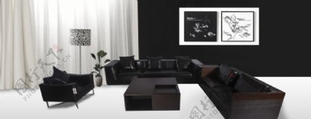黑白系沙发海报图片