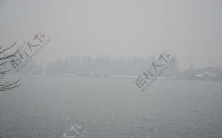 西湖雪景图片