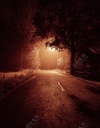 夜色下的马路图片