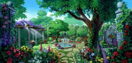 动画背景花园图片