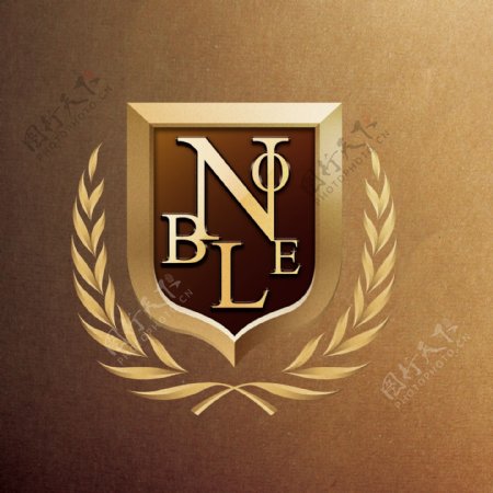 盾牌橄榄枝金色Logo图片