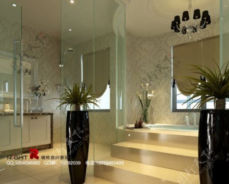 现代淡黄卫浴浴室3dsmax2009室内模型vray带全部贴图图片