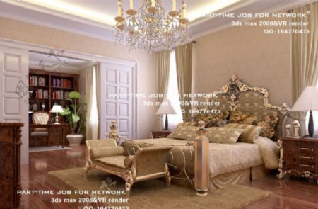 欧式卧室3dsmax室内设计模型vray带全部贴图图片