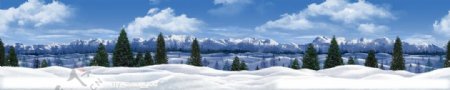 宽幅全景冬日雪景图图片