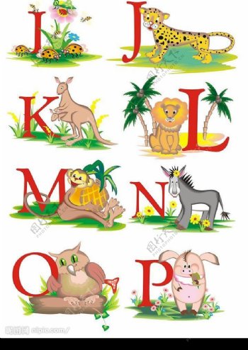 英文字母趣味动物图片